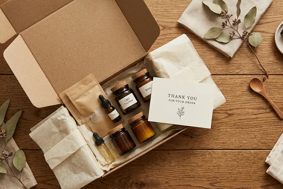 Unboxing livraison JustBob : packaging soigné avec fleurs et huiles CBD