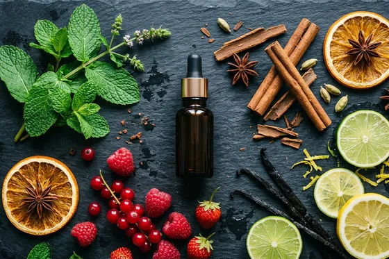 Saveurs e-liquides Terpy : ingrédients naturels menthe, fruits rouges, vanille