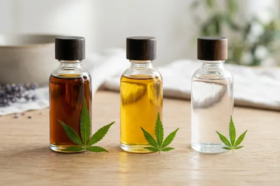 Full Spectrum vs Broad Spectrum vs Isolat CBD : trois flacons d'huile comparés
